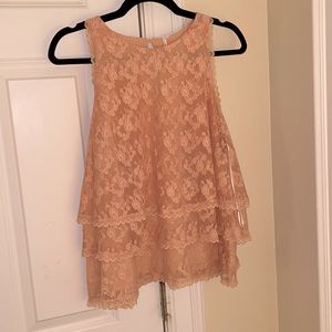 Pink Ruffle Lace Tank Top
